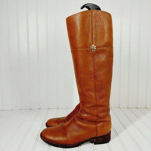 Tory Burch Jolie Leather Rustic Brown Knee High Riding Boots H715